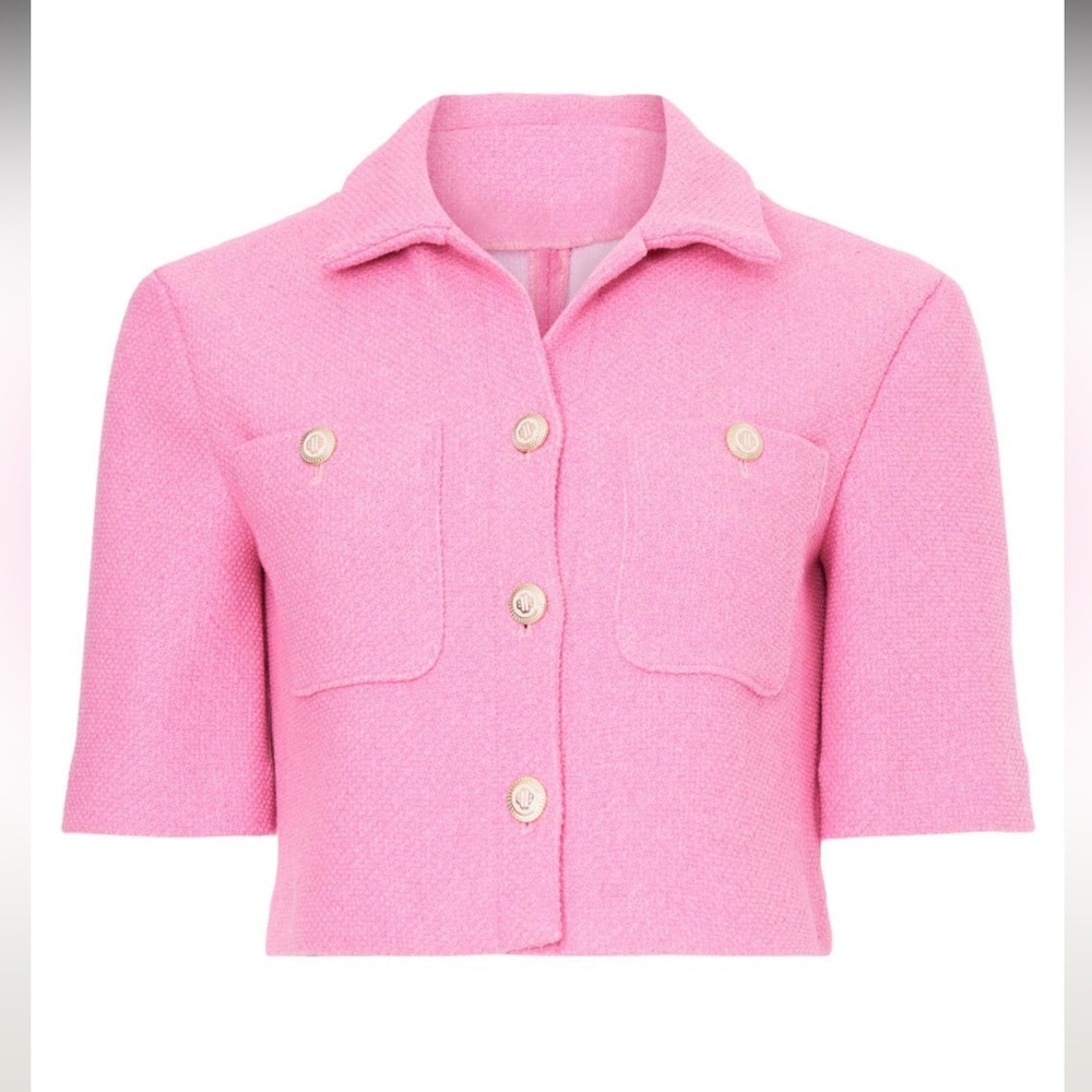 MAJE Vapela Pink Tweed Cropped Top/Jacket FR 40 (US Sz. 8)